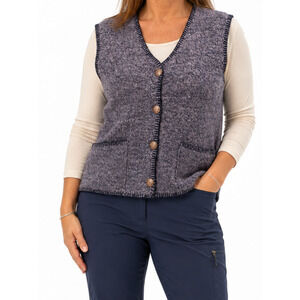 Vintage ALPS Sweater Vest Womens Size Large Blue Wool Button Up Blanket Stitch